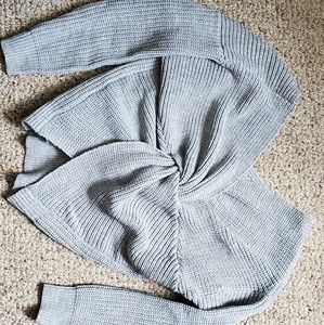 Off-the-shoulder Front Knot Crop Top Sweater